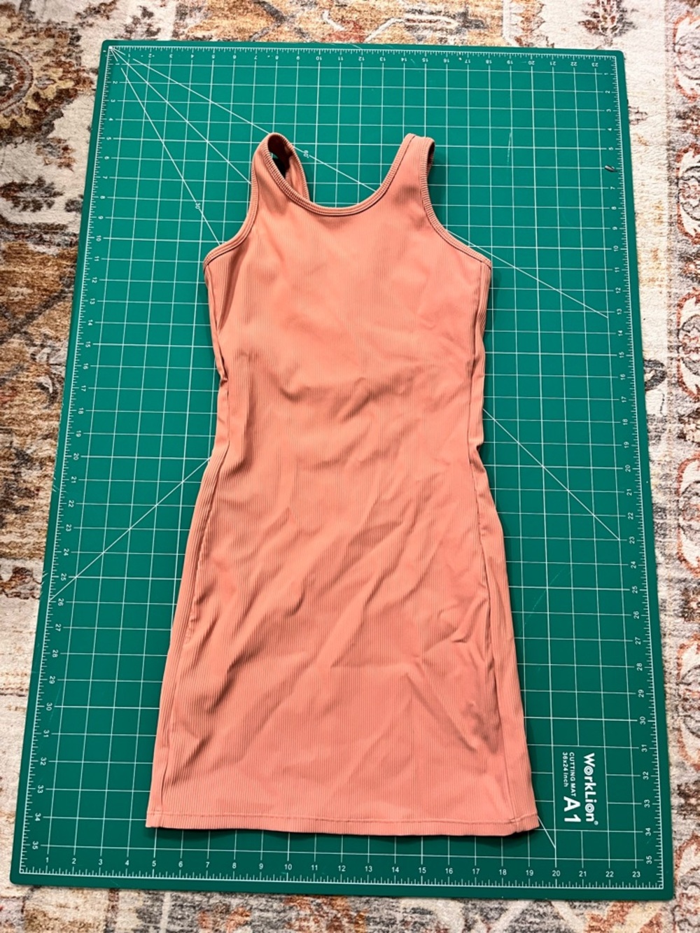 Women’s Sleeveless Ribbed Tank Dress — Coral Pink